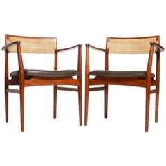 Pair of Rare Danish Modern Teak Armchairs Designed by Erik Worts