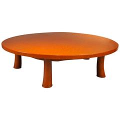 Five Leg Red Lacquered Low Table in the Style of Jean Michel Frank