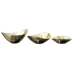 Set of Three Biomorphic Brass Bowls, 1960s