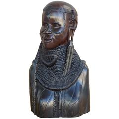 20th Century Large Finely Carved African Solid Ebony Sculpture 1