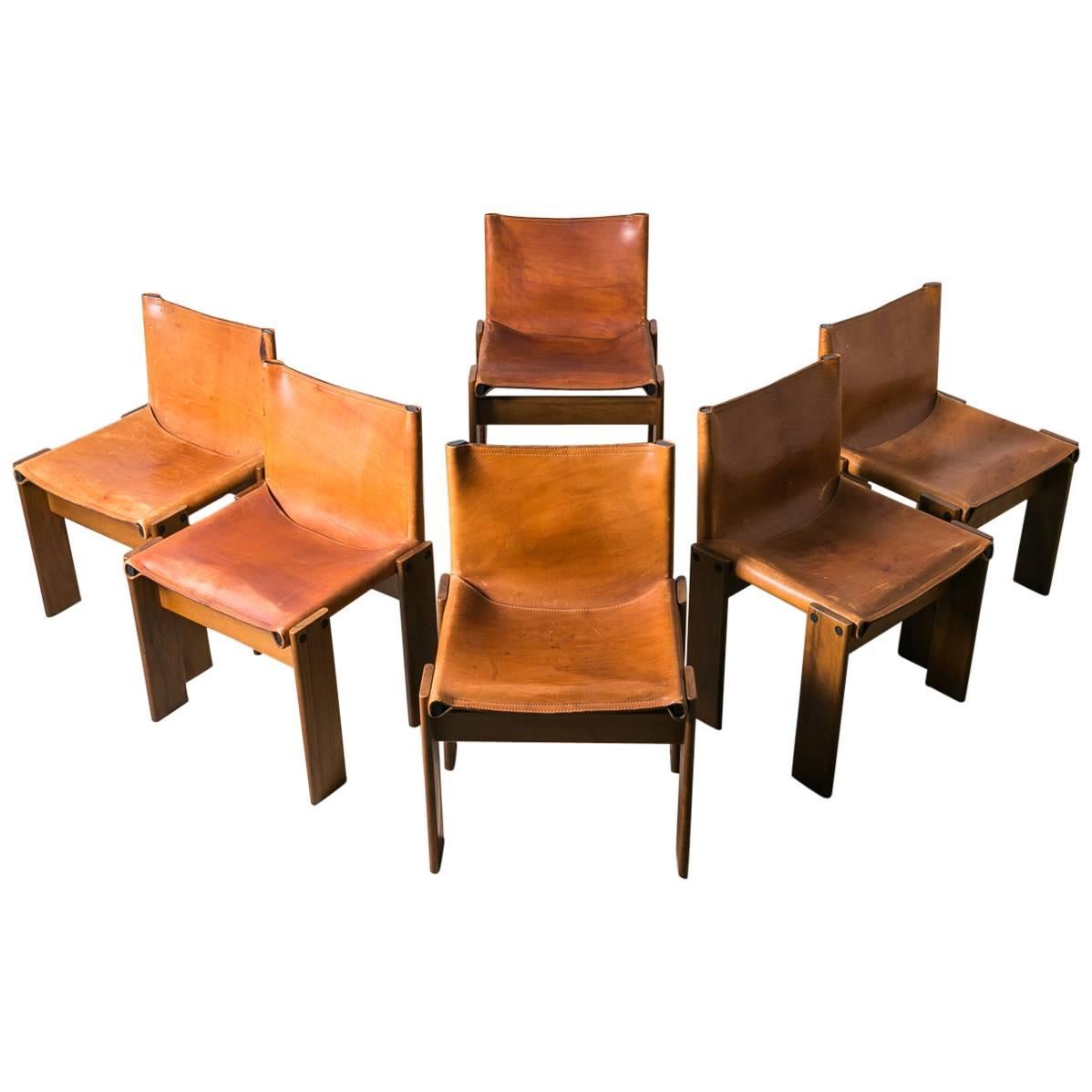 Set of Six "Monk" Chairs by Afra & Tobia Scarpa, 1974, Italy