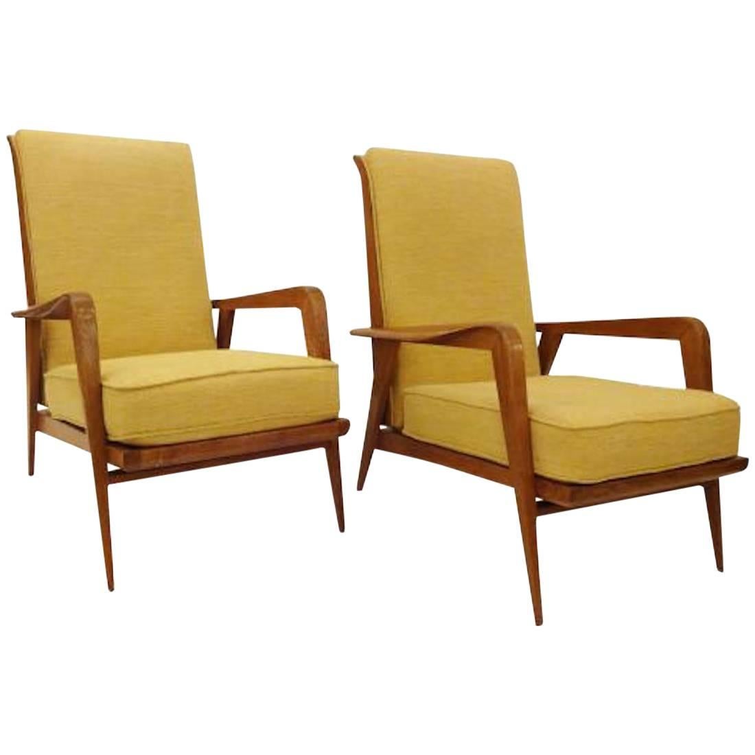 Pair of Modernist Reclining Lounge Chairs by Etienne-Henri Martin, circa 1937 For Sale