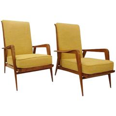 Pair of Modernist Reclining Lounge Chairs by Etienne-Henri Martin, circa 1937