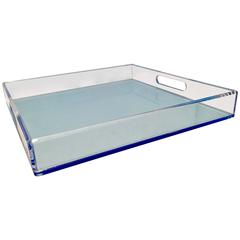 21st Century Modern Custom Made Lucite Two-Tone Cut-Out Handle Tray