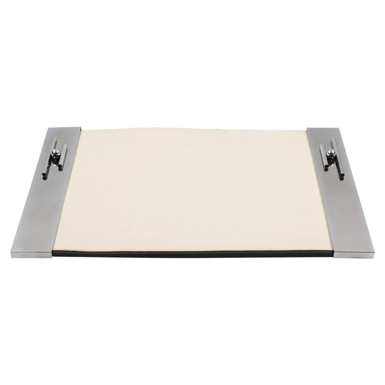 French Art Deco Modernist Chrome Desk Blotter Pad Circa 1930s At