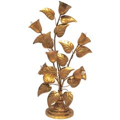 Italian Gold Leaf Six Light Floor Branch and Leaf Lamp