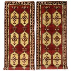 Pair of Vintage Turkish Oushak Carpet Runners with Modern Style 1