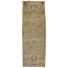 Vintage Turkish Oushak Carpet Runner with Muted Colors and Modern Style 2