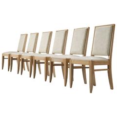 Set of Six Art Deco Dining Chairs in Cerused Oak 2