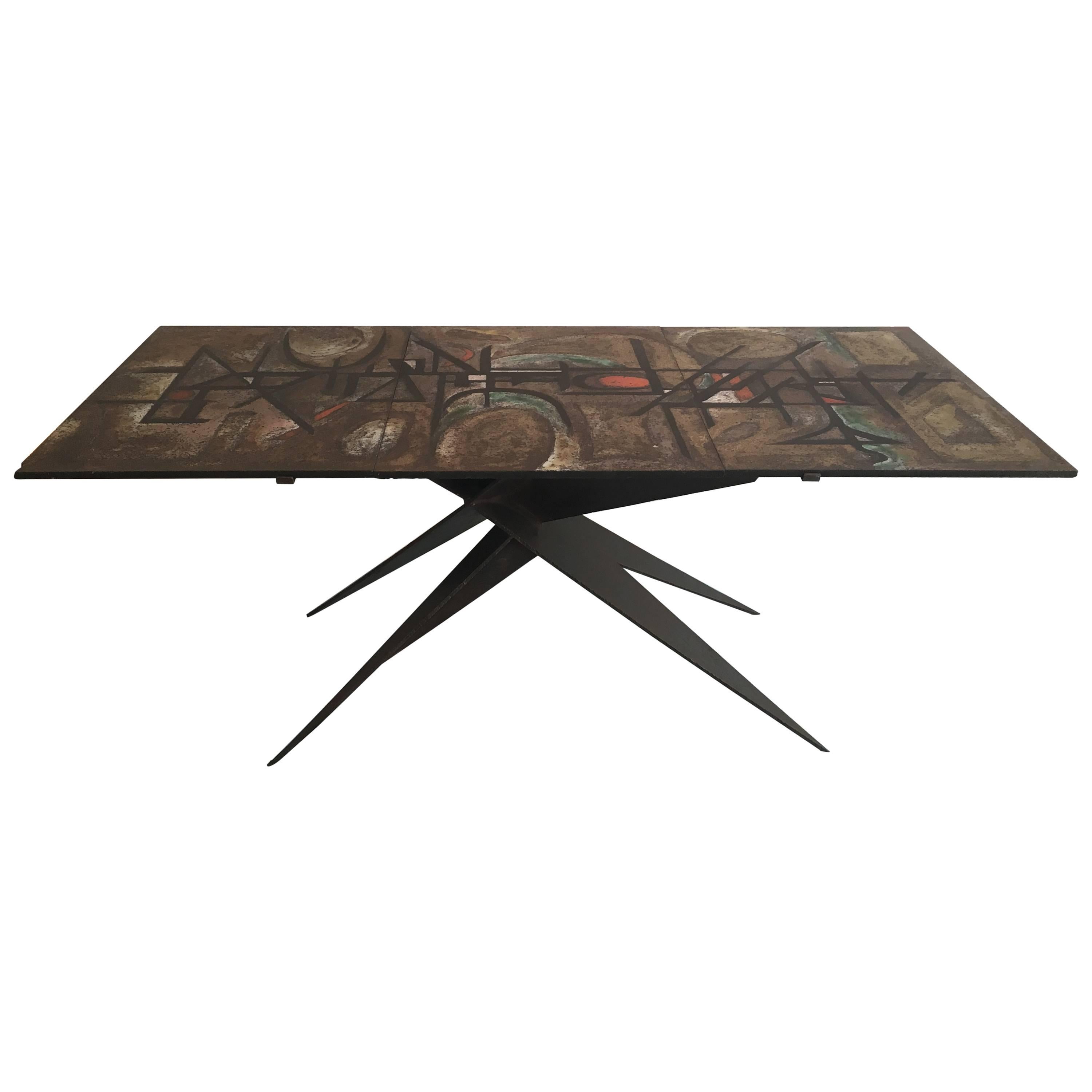 Important Brutalist Table, France, circa 1950 For Sale