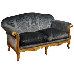 French Sofa in Blue Velvet