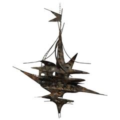 Brutalist Metal Wall Sculpture Curtis Jere Style 3