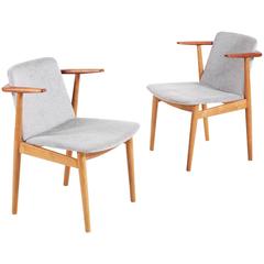 Hans Olsen Pair of Teak and Oak Chairs, 1950s 10