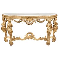 19th Century French Giltwood and White Marble Console Table 12
