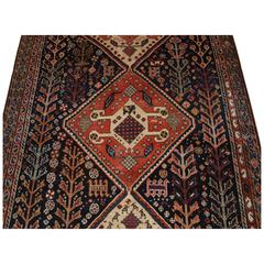 Antique Triple Medallion Persian Qashqai Rug, with Bold Design and Good Color