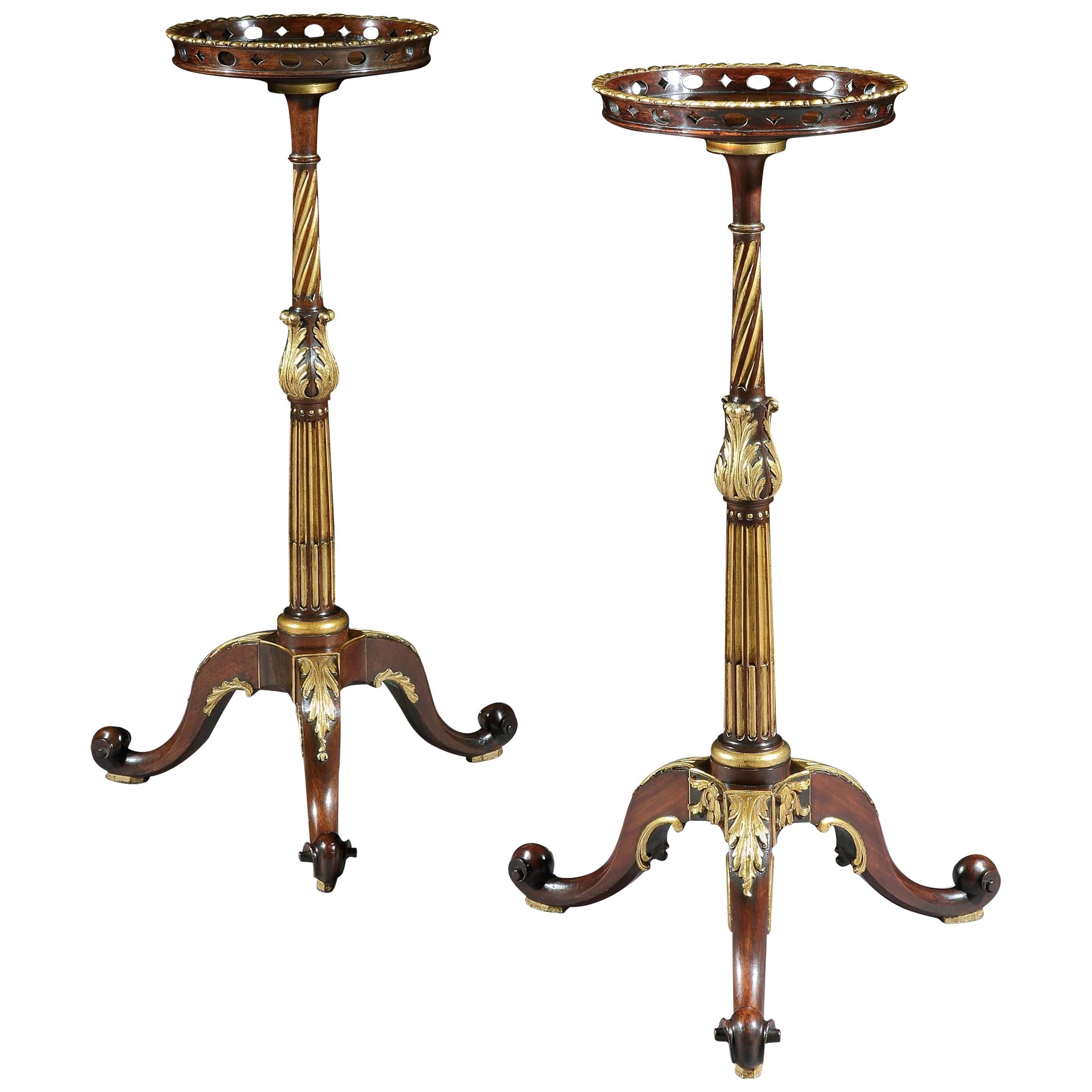 Near Pair of George II Parcel-Gilt Mahogany Torchères, 4469631 For Sale