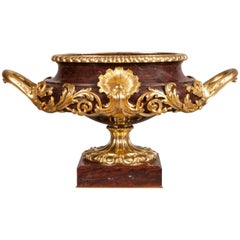 French 19th Century Gilt and Red Marble Jardinière