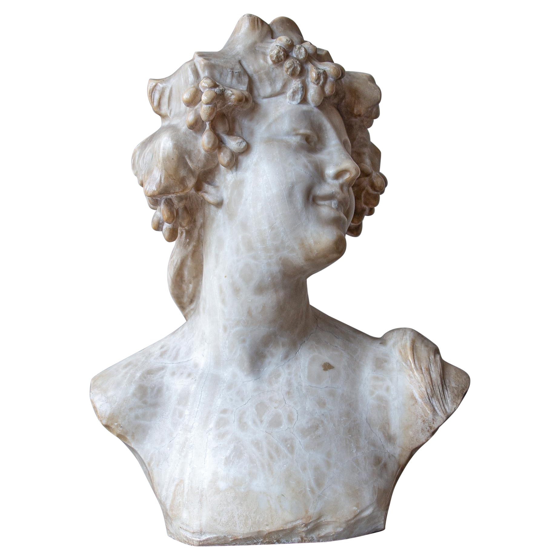 An Ecstatic Bacchanalian figure in alabaster by Jef Lambeaux, early 20th century