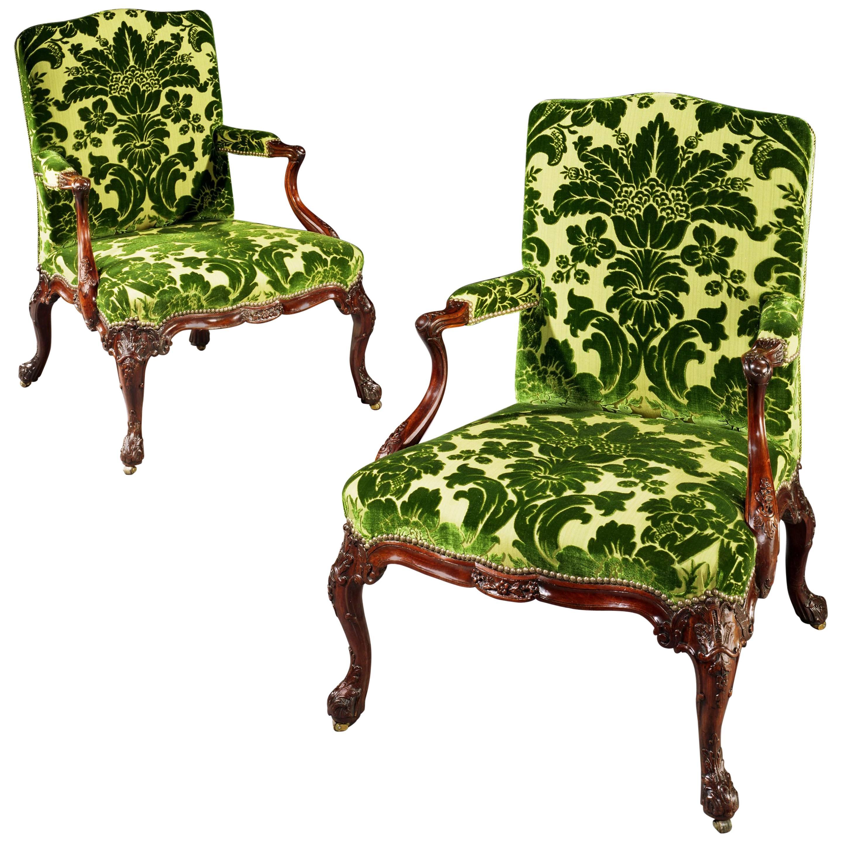 Pair of George II Mahogany Armchairs For Sale