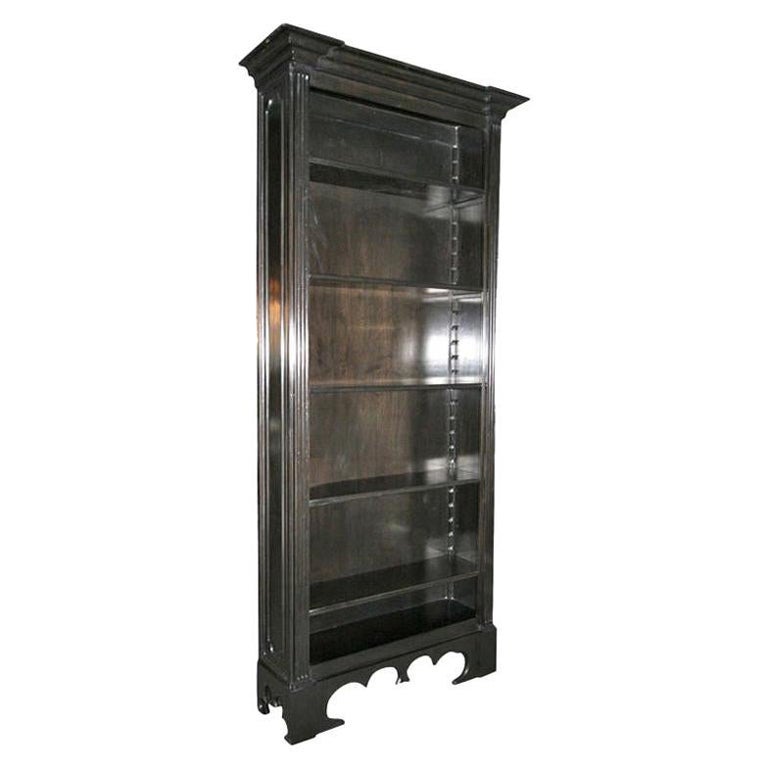 Custom Tall Ebonized Bookcase with Adjustable Shelves by Adesso Imports For Sale