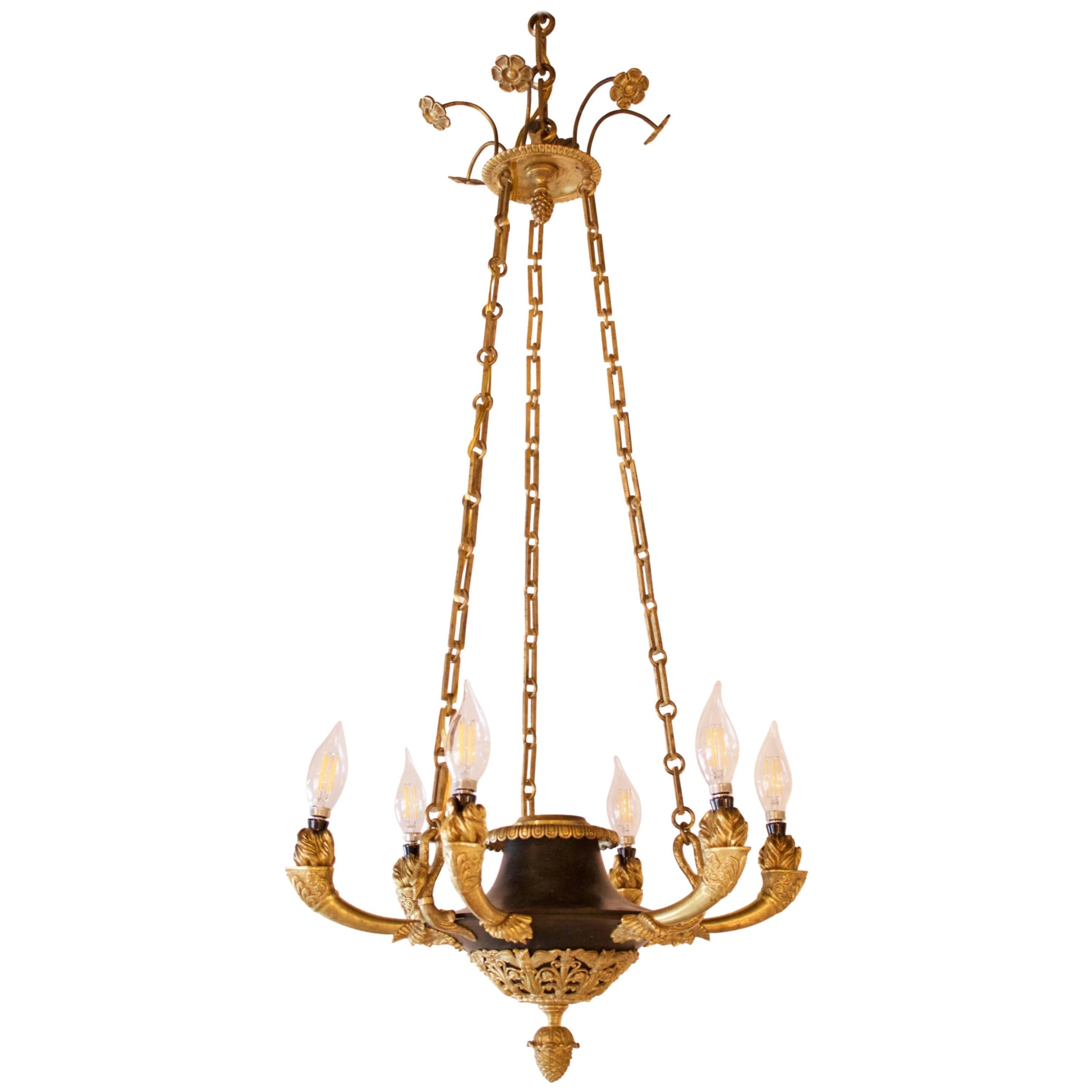 French Empire Chandelier with Six Lights For Sale