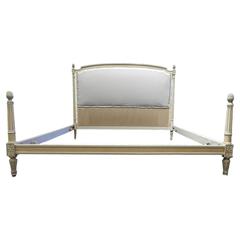 Antique French Bed Upholstered to Calico Ready for Top Covers US Queen or UK King