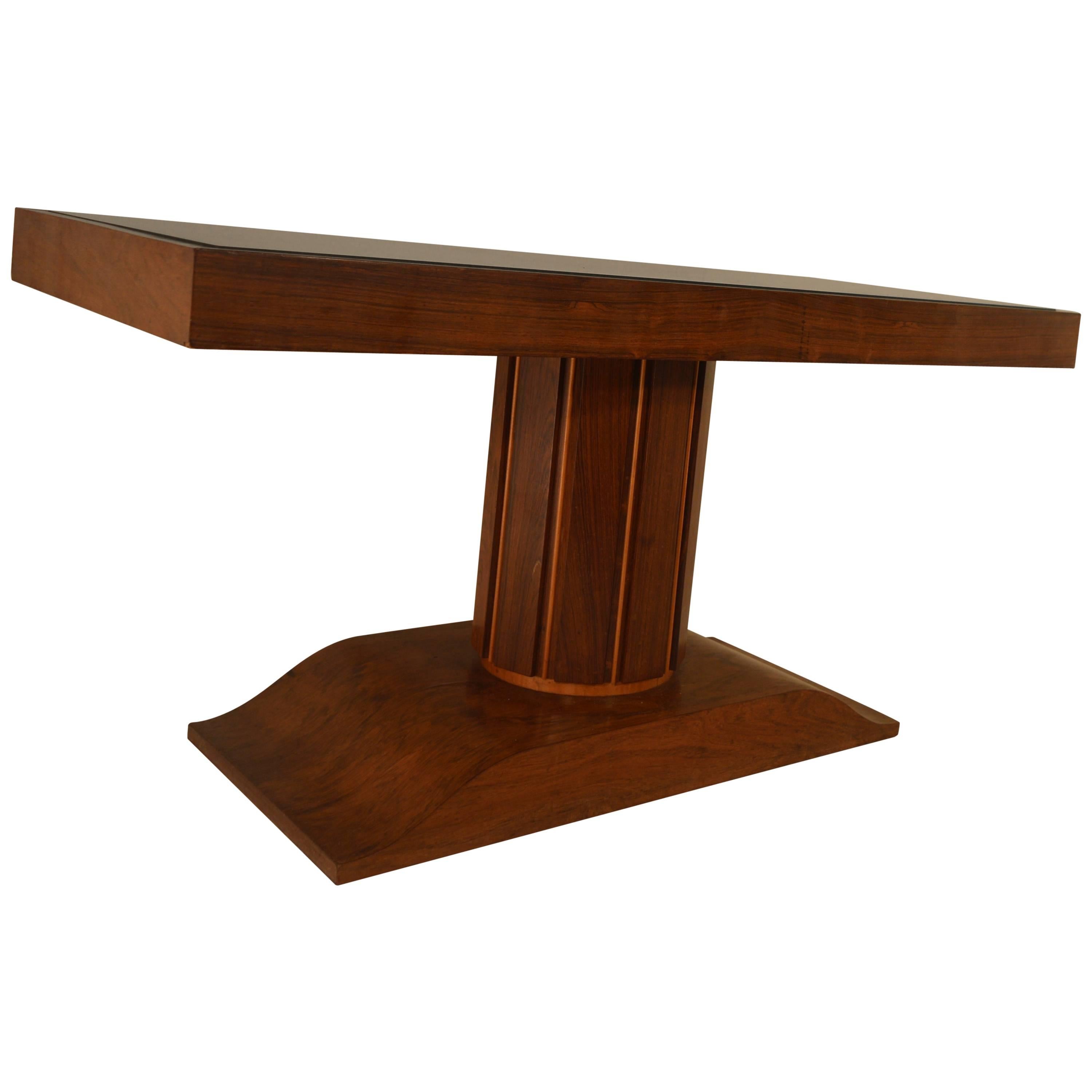 Art Deco Side Table in Rosewood and Sycamore Attributed to De Coene