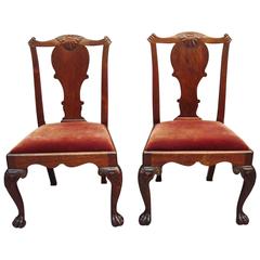 George II Pair of Irish Walnut Side Chairs 5