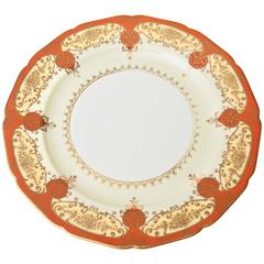 Eight Vintage Orange and Gilt Dinner Plates