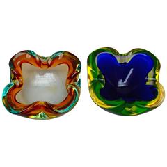 Two Mid-Century Modern Murano "Internal Glow" Cased Glass Bowls