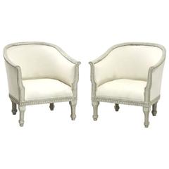 Pair of Swedish Gustavian Style Bergere Armchairs