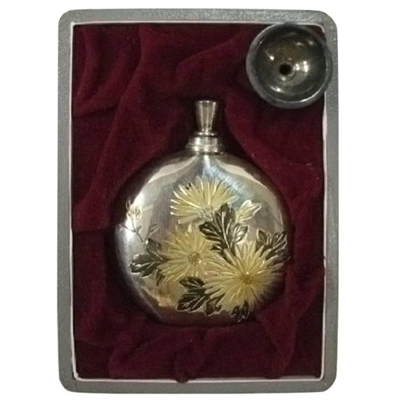 Rare Holiday Gift: Japanese Silver Chrysanthemum Perfume and Original Box