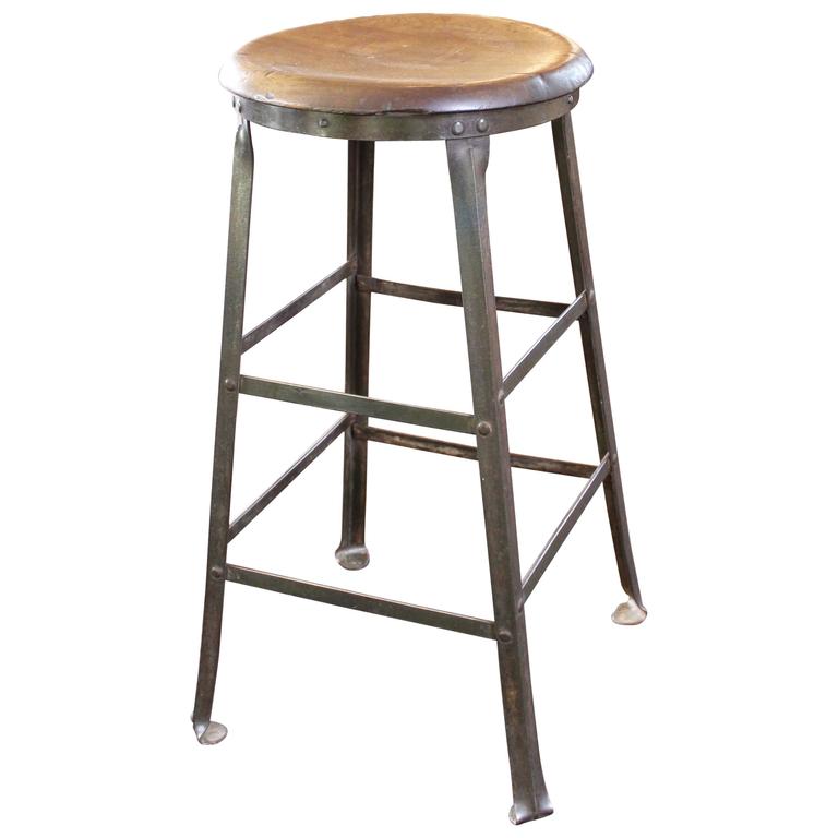 Rustic Bar Stool Backless Kitchen Wood and Metal Bar Stool at 1stDibs