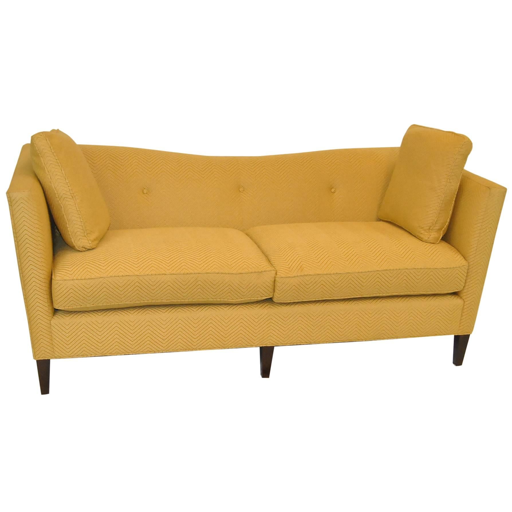 French Tuxedo Butter Yellow Sofa by Baker Furniture, Baker Classic Collection