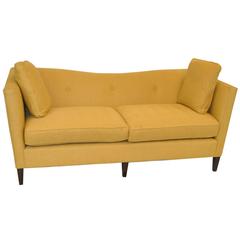 French Tuxedo Butter Yellow Sofa by Baker Furniture, Baker Classic Collection