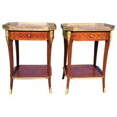 Pair of Side Tables, Louis XVI Style Marquetery Inlaid 