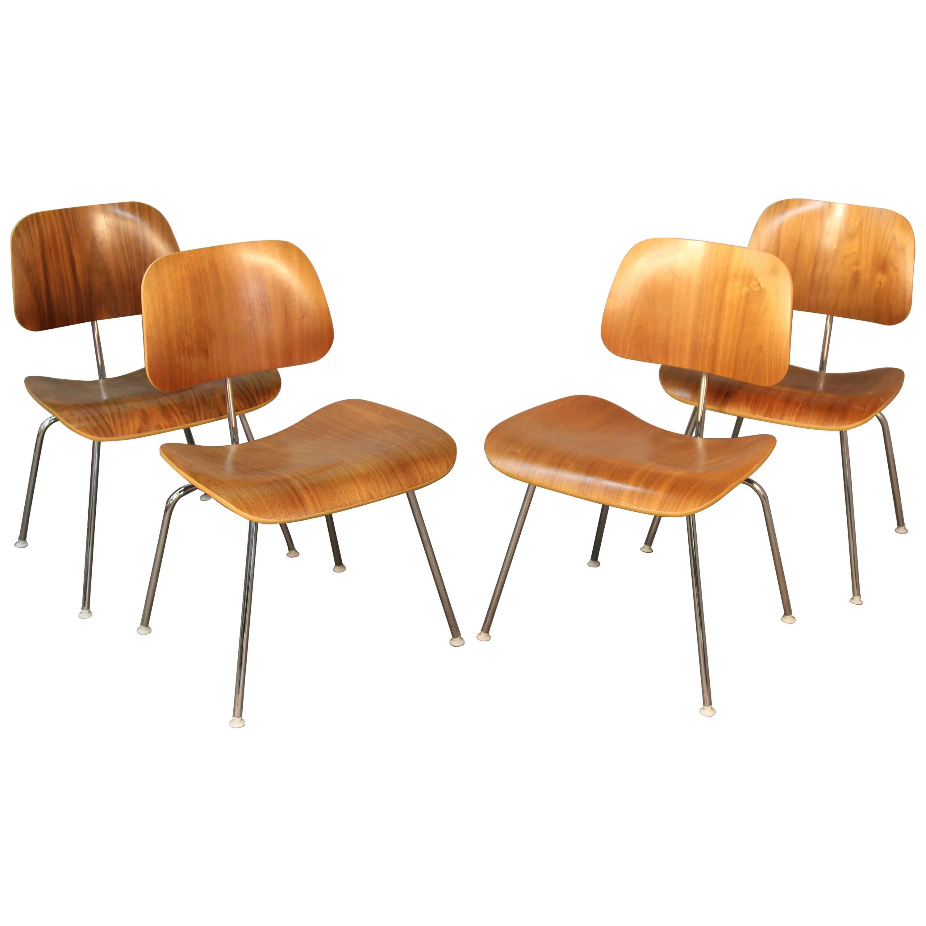 Set of Four Eames DCM Chairs for Herman Miller
