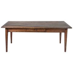 Antique French Hand Pegged Solid Oak Farm Table or Dining Table from Le Perche