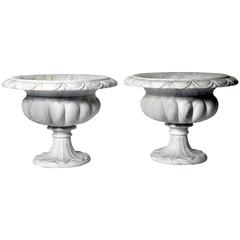 Pair of Voluminous Marble Jardinière 11