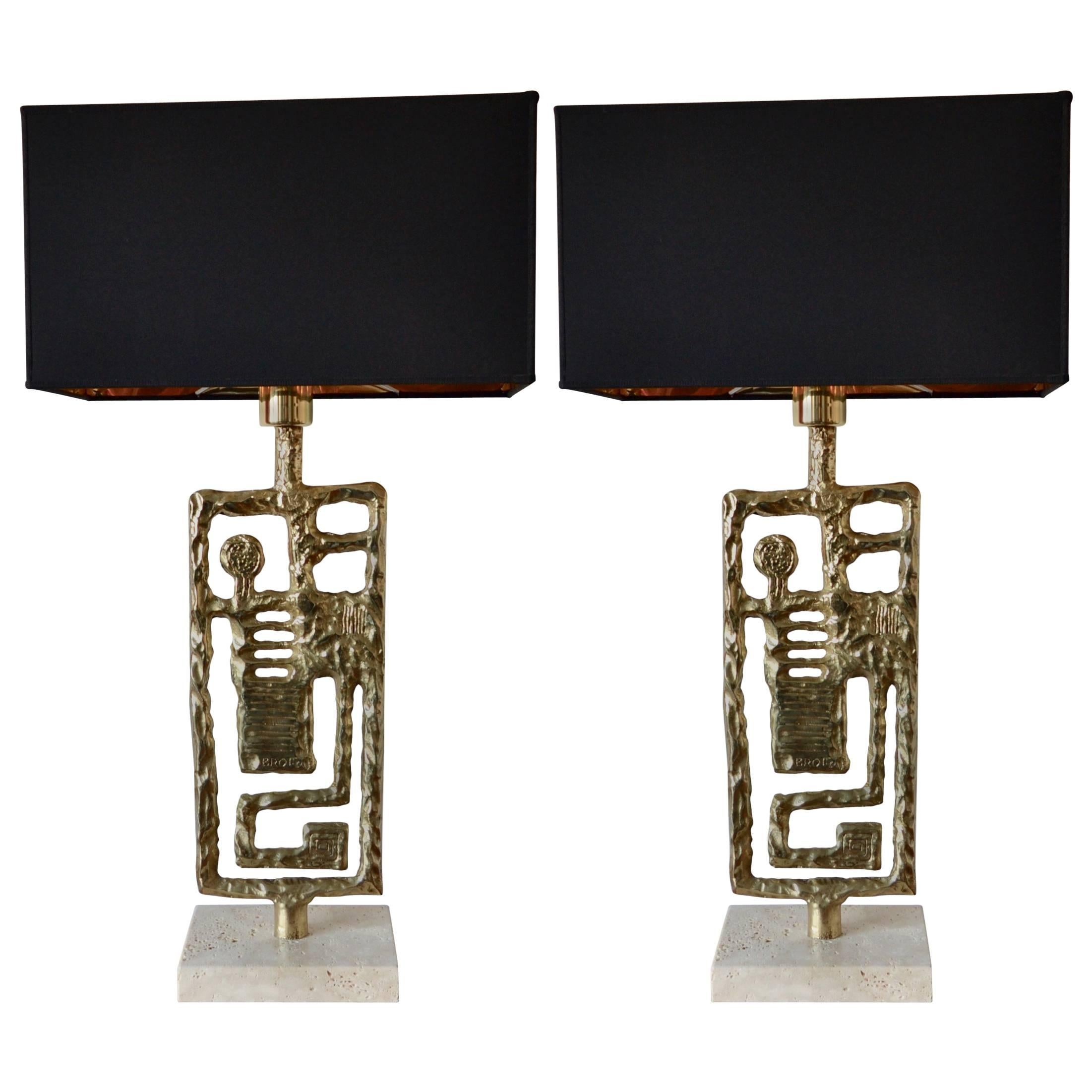 Pair of Table Lamps by Angelo Brotto, Italy, circa 1970
