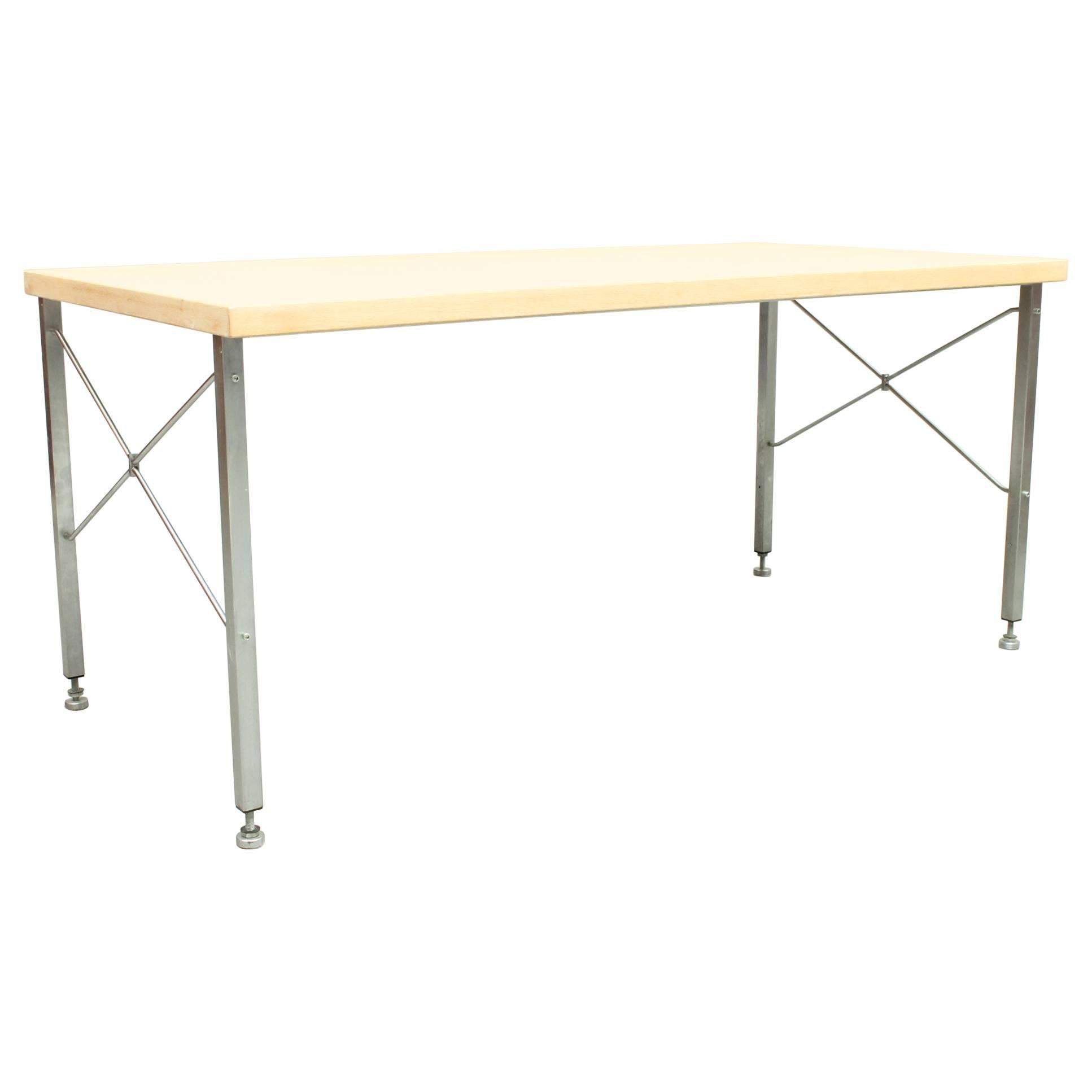 Oak and Steel Desk / Working Table by Hans Wegner for Johannes Hansen For Sale