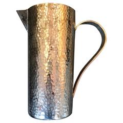 Nice Pitcher by Jean Despres, 1950s, Hammered Silver Plated Metal