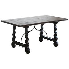 Spanish Colonial Style Stretcher Trestle Table