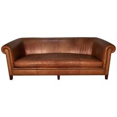 Stunning Saddle Leather English Rolled Arm Chesterfield Sofa