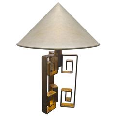 Jean Royère Rarest Documented Gold Leaf Wrought Iron Table Lampe Model "Pekin" 12