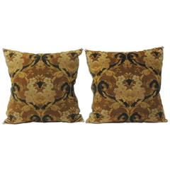 Pair of Vintage Art Noveau Style Cotton Velvet Decorative Pillows 6