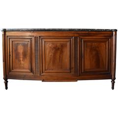 19th Century Louis XVI Style Walnut Sideboard with Marble Top