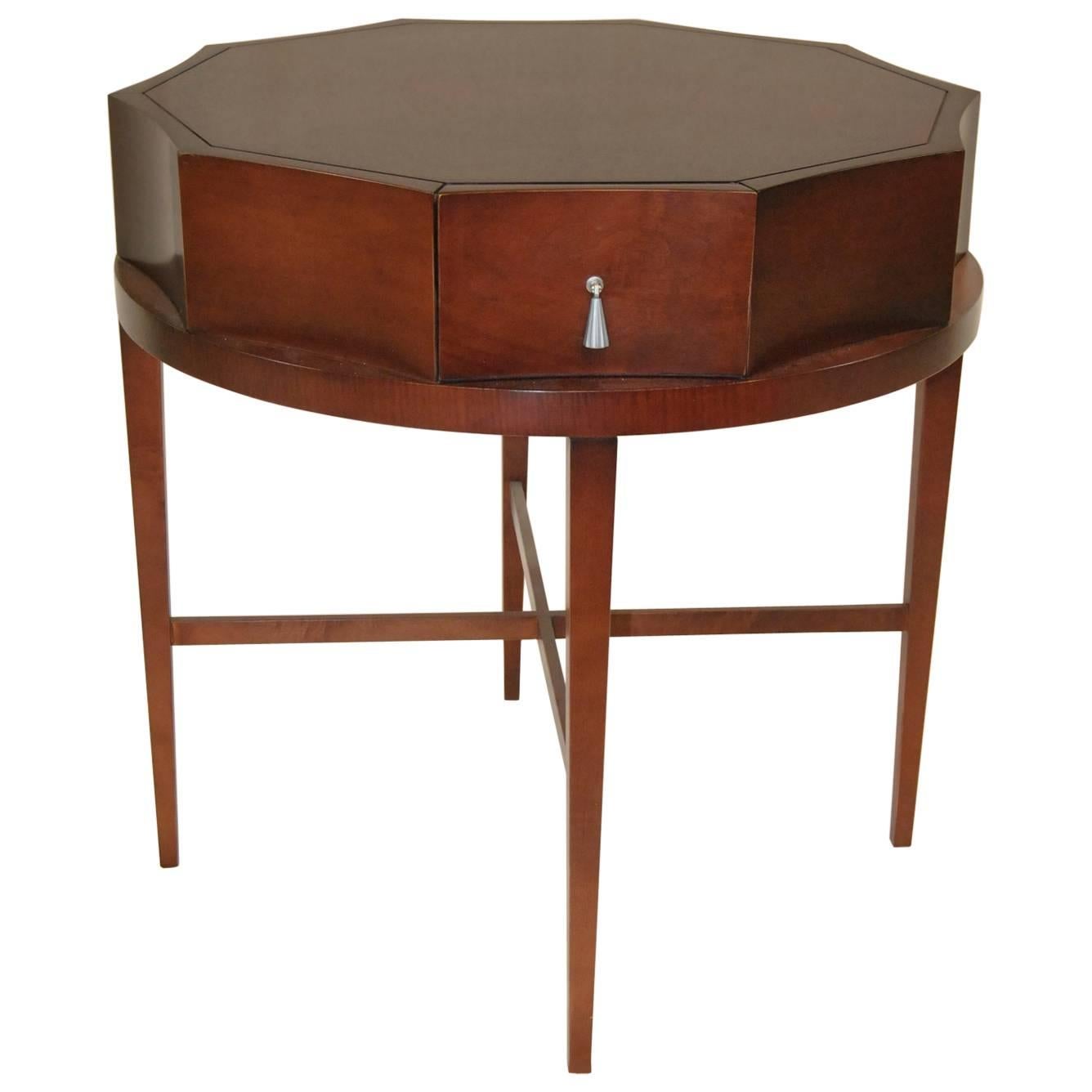 Round Mahogany Scalloped Edge Side Table by Baker Furniture