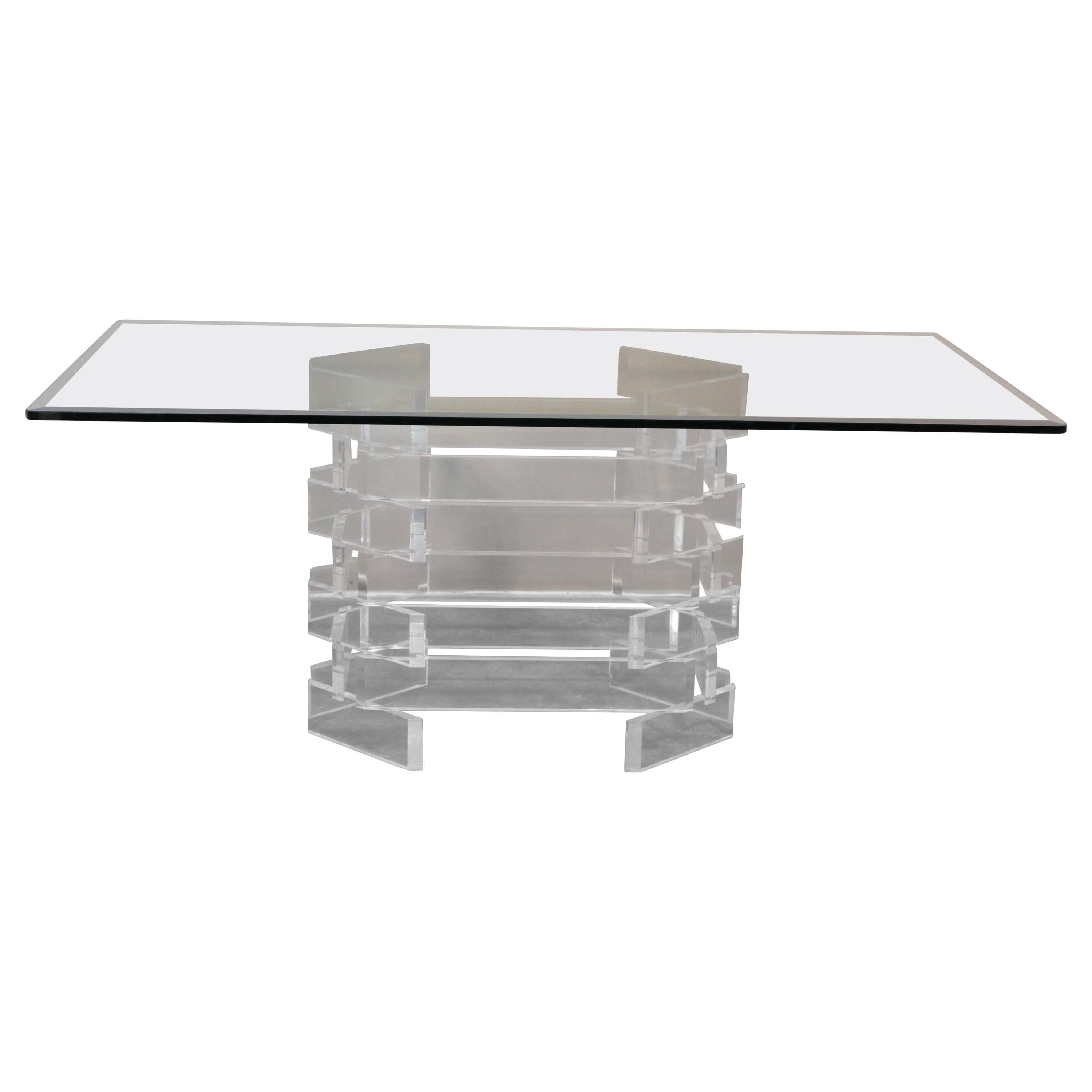 Lucite Brick Pattern Dining Table or Desk For Sale