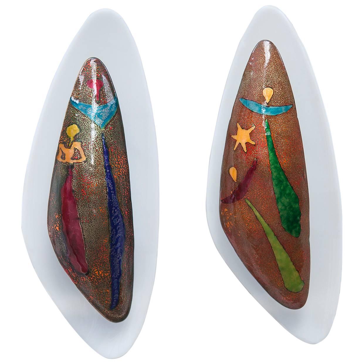 Paolo De Poli Enamel Sconce, Italy, 1954, Set of Two For Sale